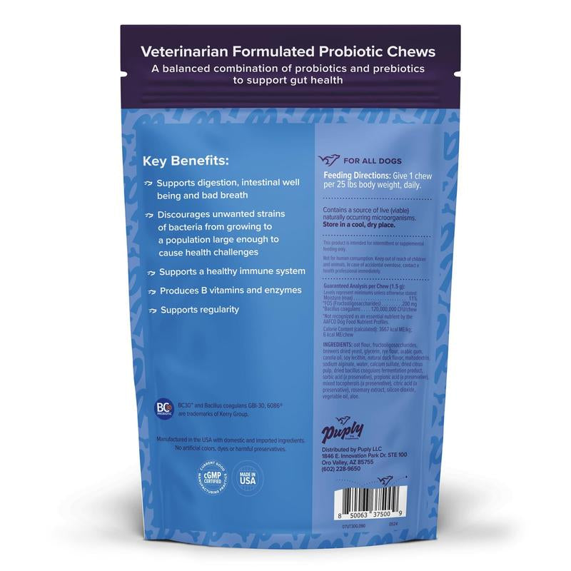 Puply Probiotics for Dogs - Veterinarian-Formulated Soft Chews