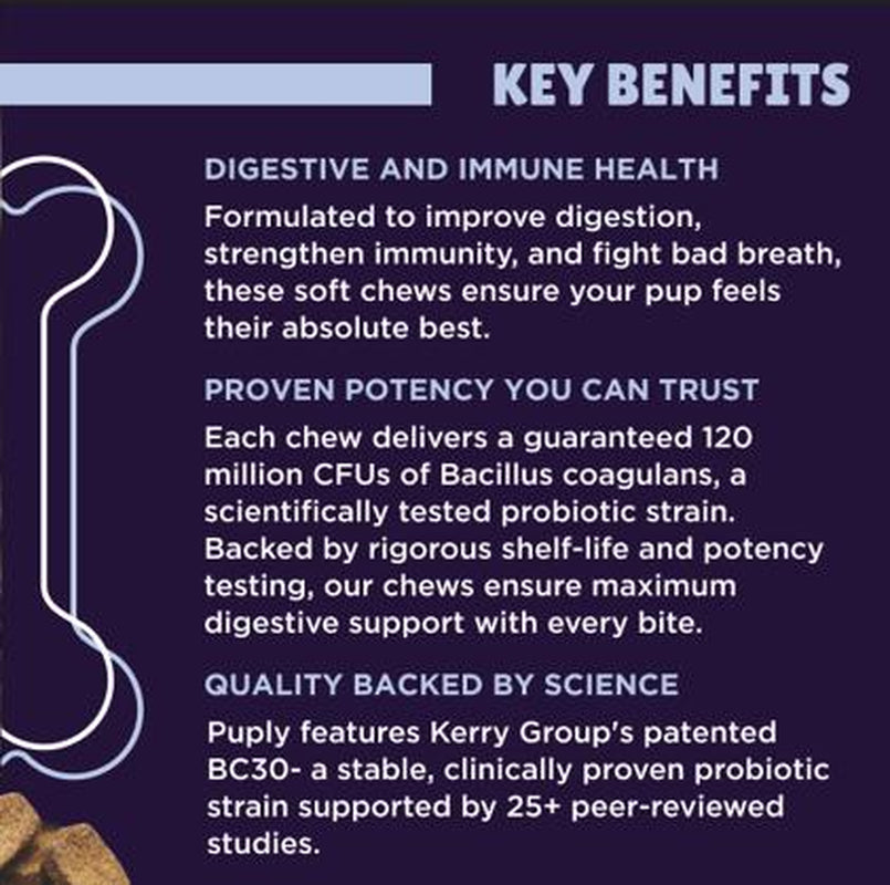 Puply Probiotics for Dogs - Veterinarian-Formulated Soft Chews