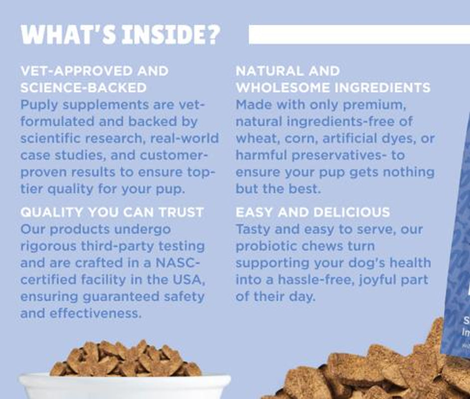 Puply Probiotics for Dogs - Veterinarian-Formulated Soft Chews